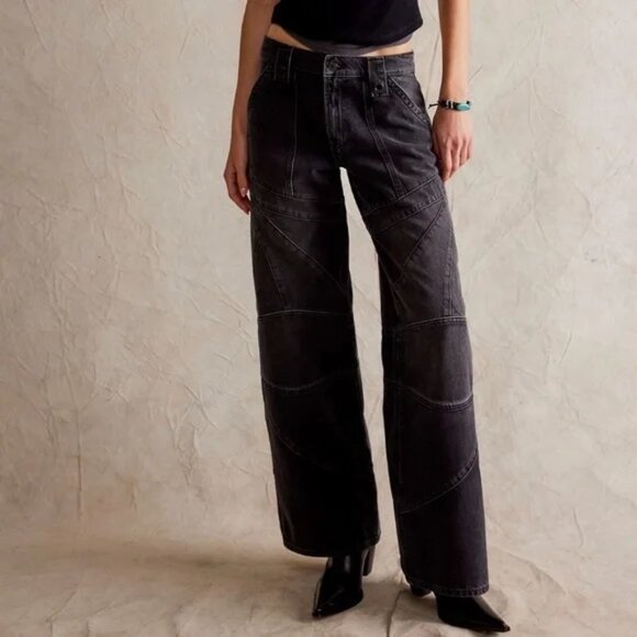 NWT Free People We the Free Unknown Reasons Mid Rise Moto Straight Jeans size 27 - Picture 1 of 9